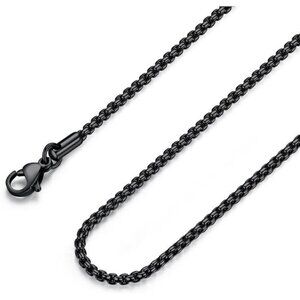 Men's Black Rolo Cable Chain Necklace